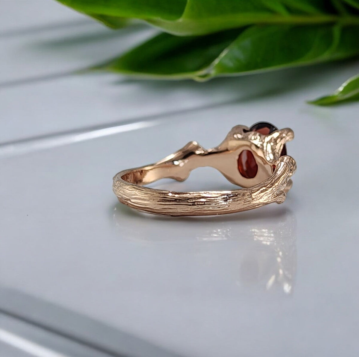 14k Gold Garnet Gemstone Ring - DV Jewelry Designs