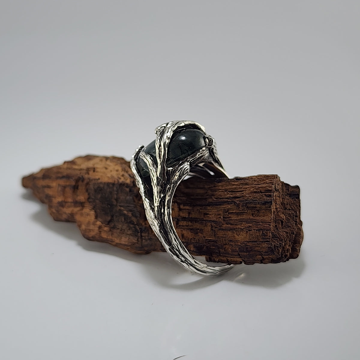 Oval Moss Agate Cabochon Gemstone Ring - DV Jewelry Designs #