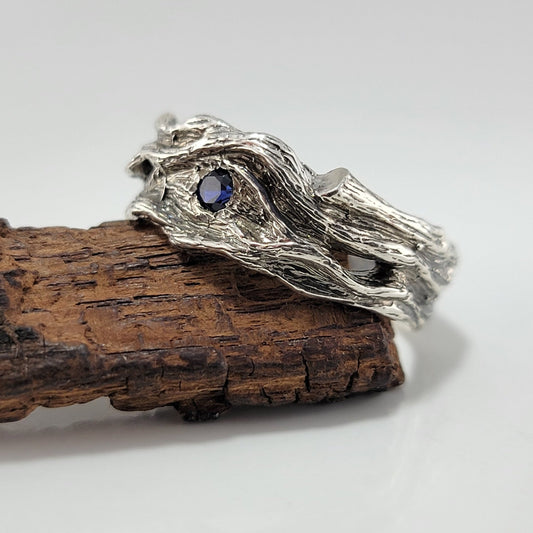 Driftwood Style Blue Sapphire Wedding Band - DV Jewelry Designs
