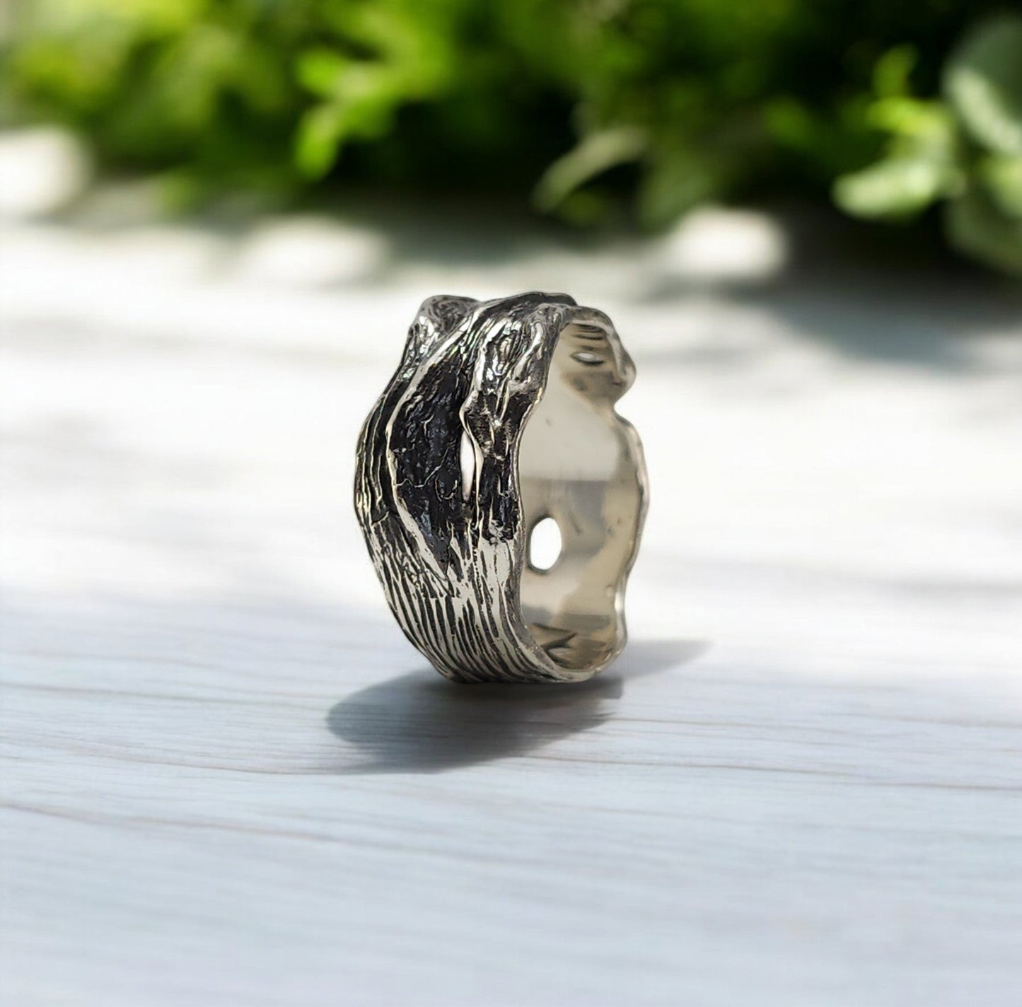 Driftwood Style Wedding Band in Sterling Silver - DV Jewelry Designs