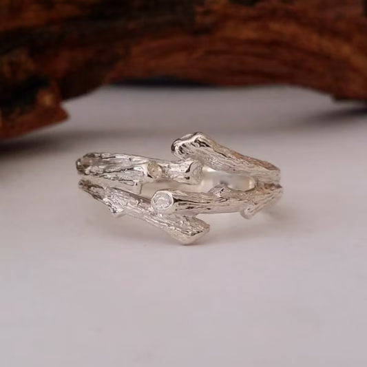 Handmade Twig Wedding Band - Unisex Branch Style Ring
