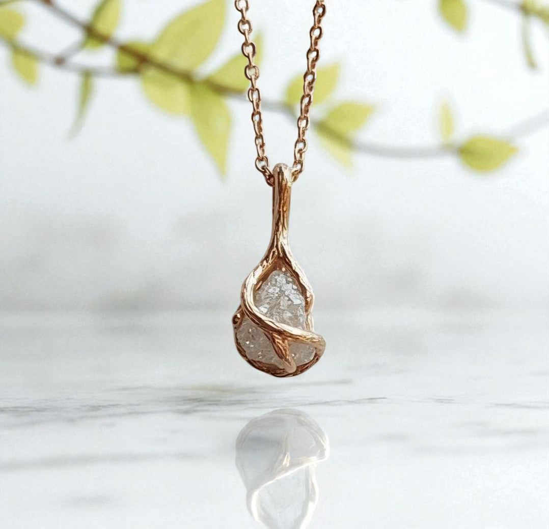 raw uncut diamond nature-inspired necklace or pendant