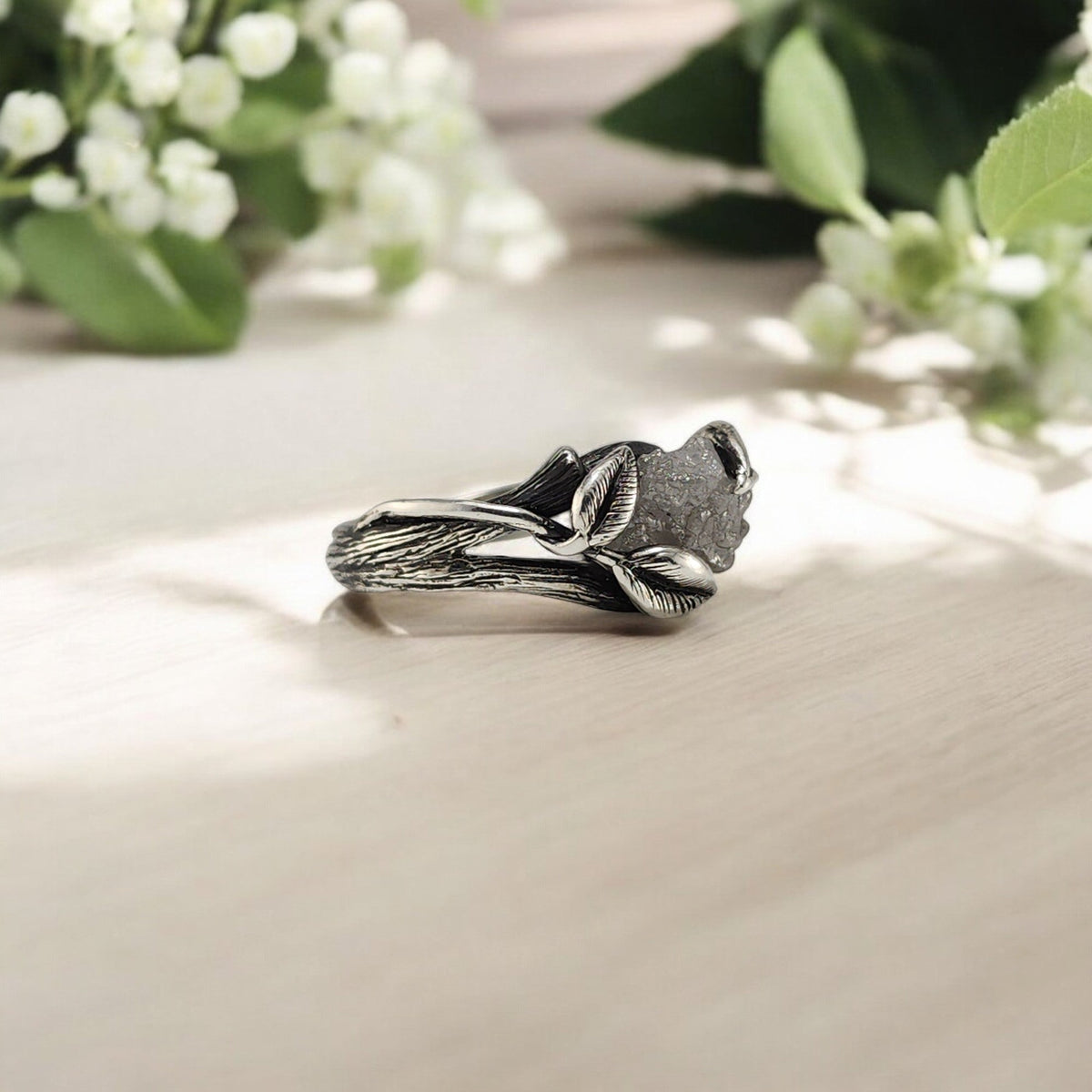 Rough Diamond Hand - sculpted Ring in Sterling Silver - DV Jewelry Designs