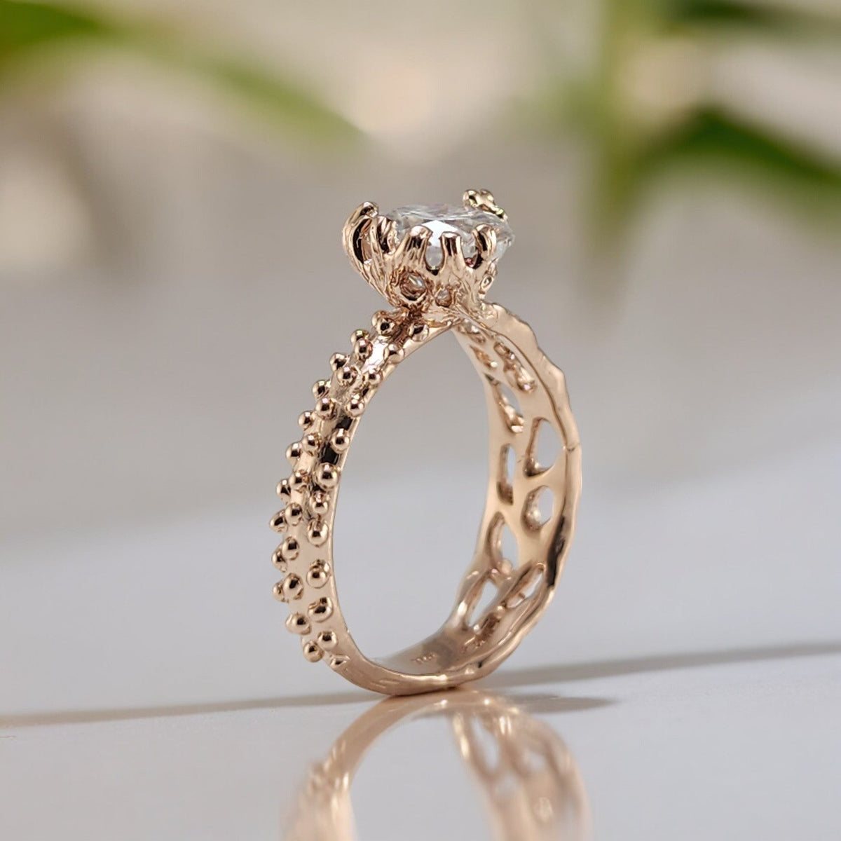 Round Moissanite Beach Style Wedding - DV Jewelry Designs