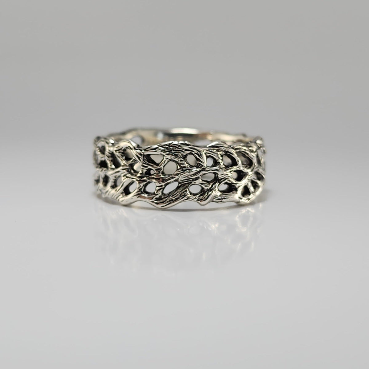 Unisex Ocean and Beach Style Wedding Band - Sea Fan Coral Ring Hand - sculpted by DV Jewelry Designs - DV Jewelry Designs