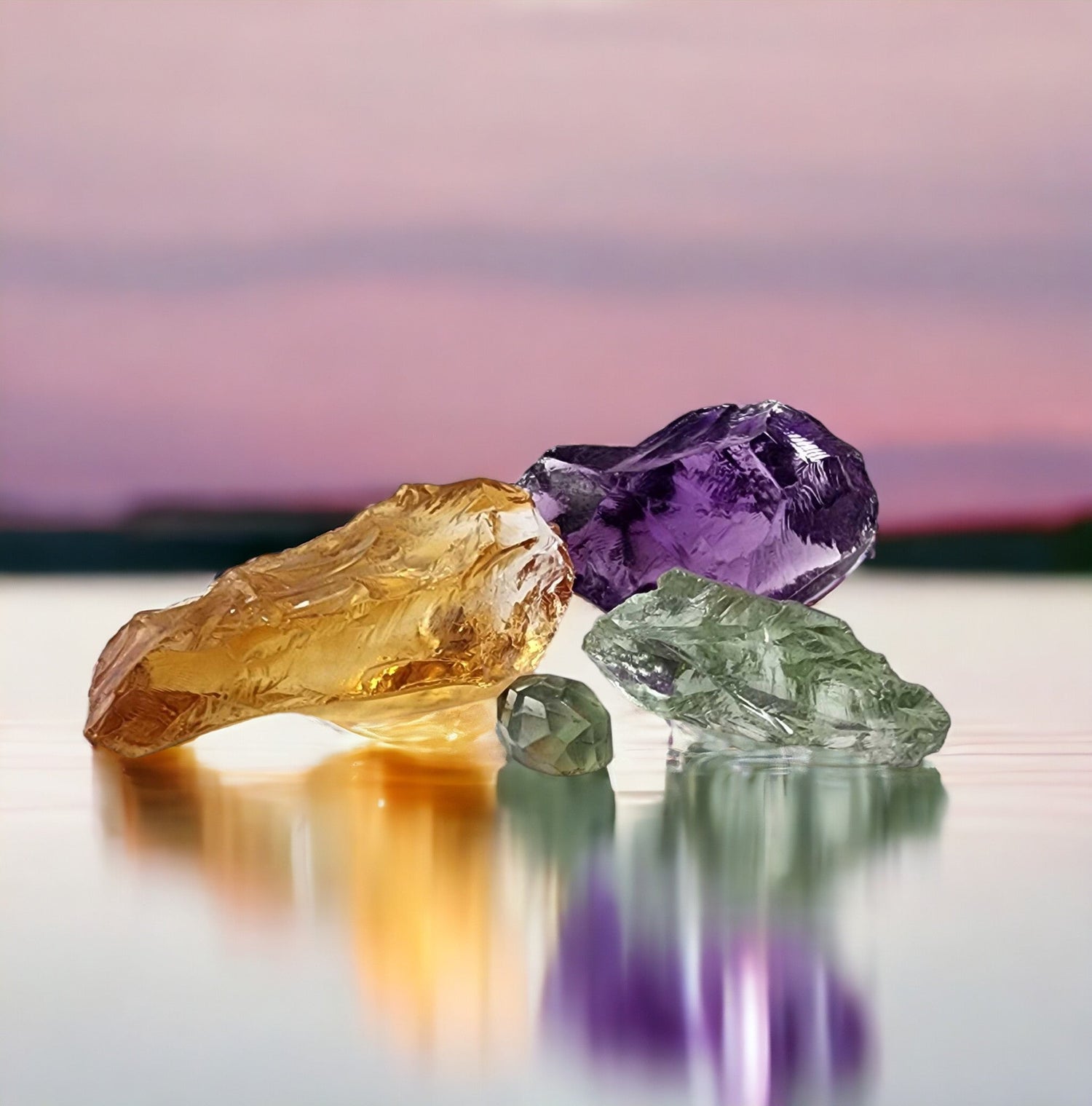 image shows raw colorful birthstone gemstones in their natural state before cutting down to be used in jewelry