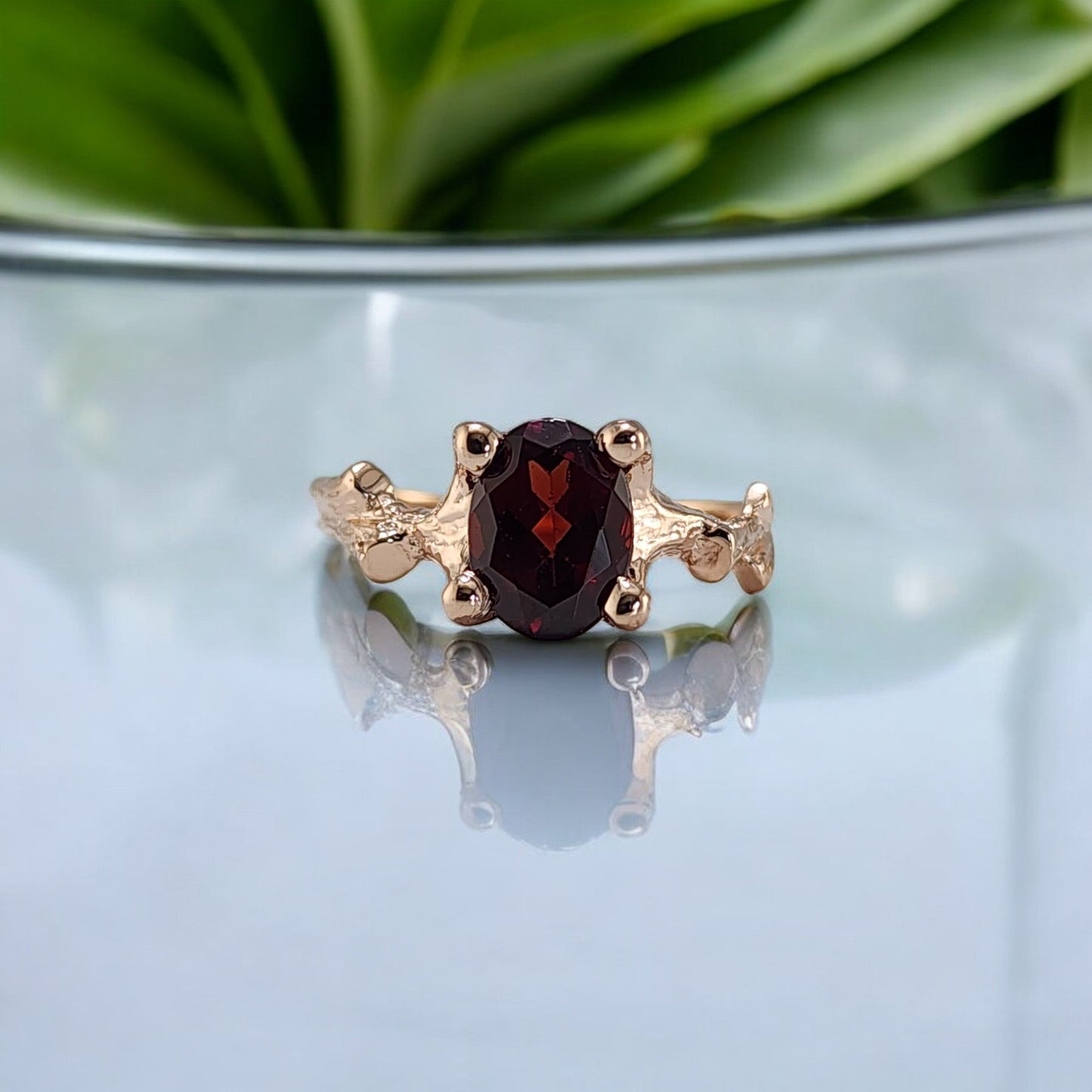 14k Gold Garnet Gemstone Ring - DV Jewelry Designs