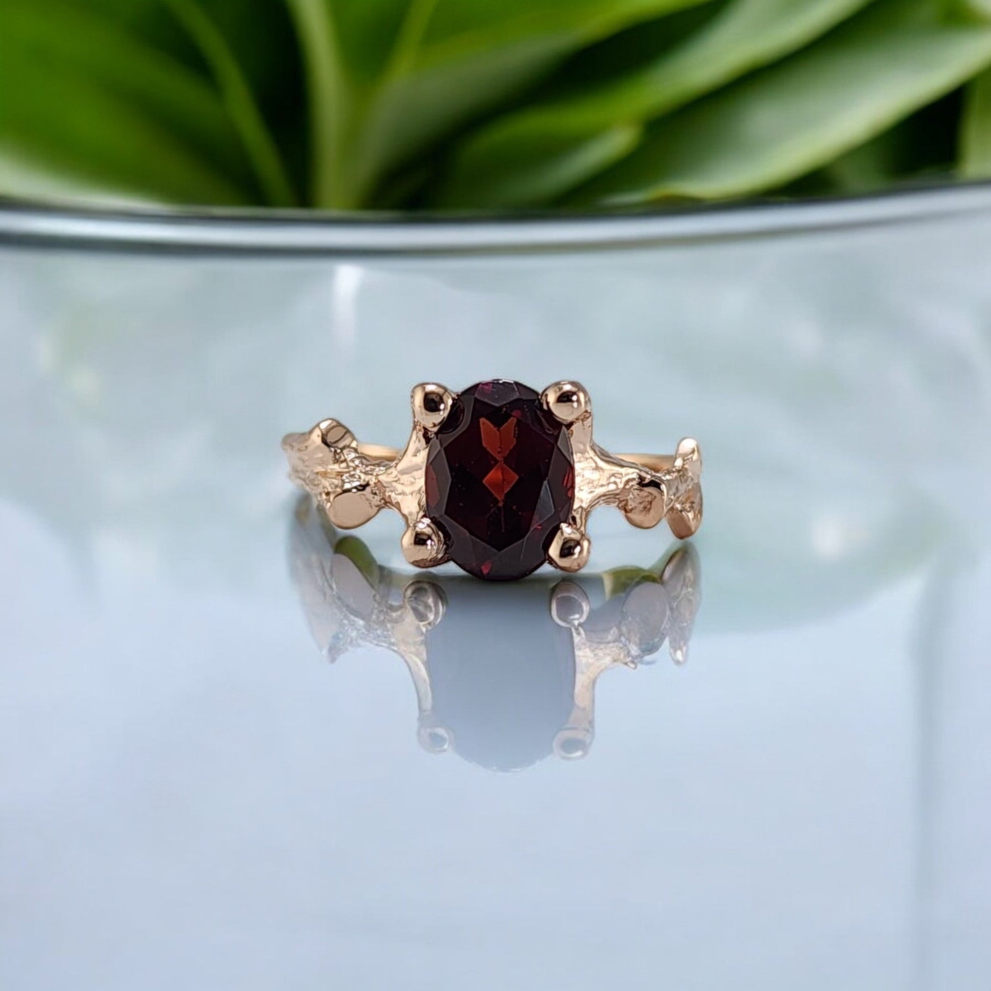 14k Gold Garnet Gemstone Ring - DV Jewelry Designs