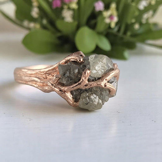 Unique Raw Diamond Engagement Ring – Natural Twig Branch Setting - DV Jewelry Designs #