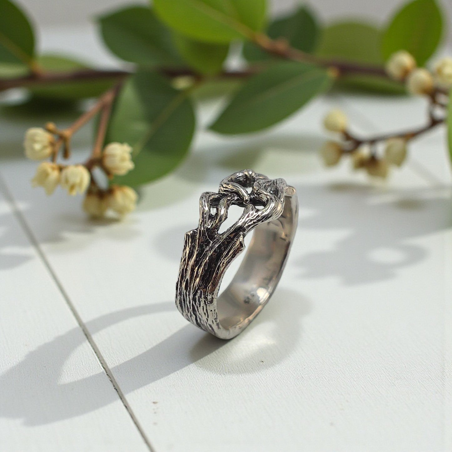 Twig Branch Heart Statement Ring - Nature-Inspired Wedding Band - DV Jewelry Designs #