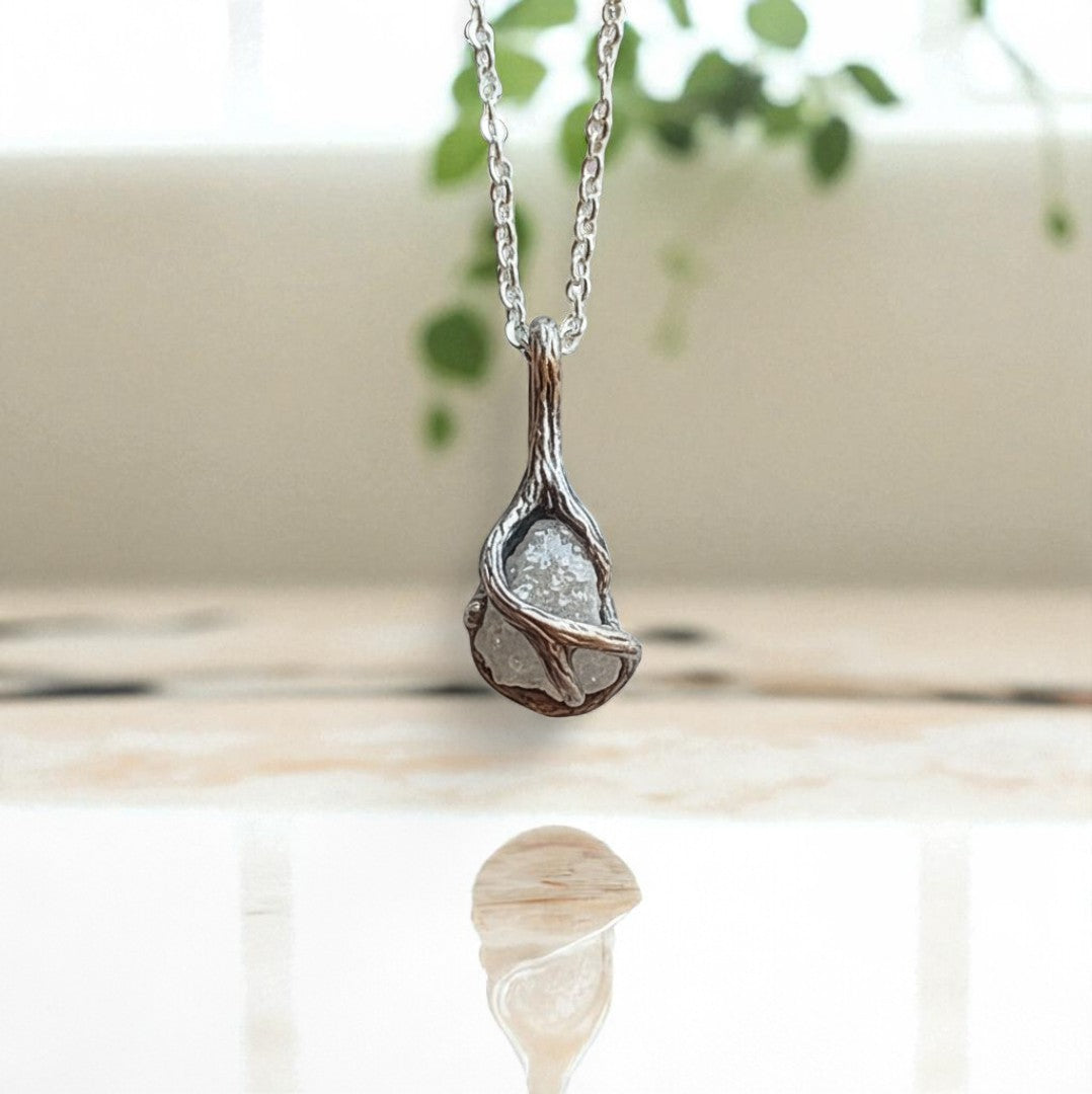 Rough Diamond Twig Pendant Necklace in Solid Gold - DV Jewelry Designs #