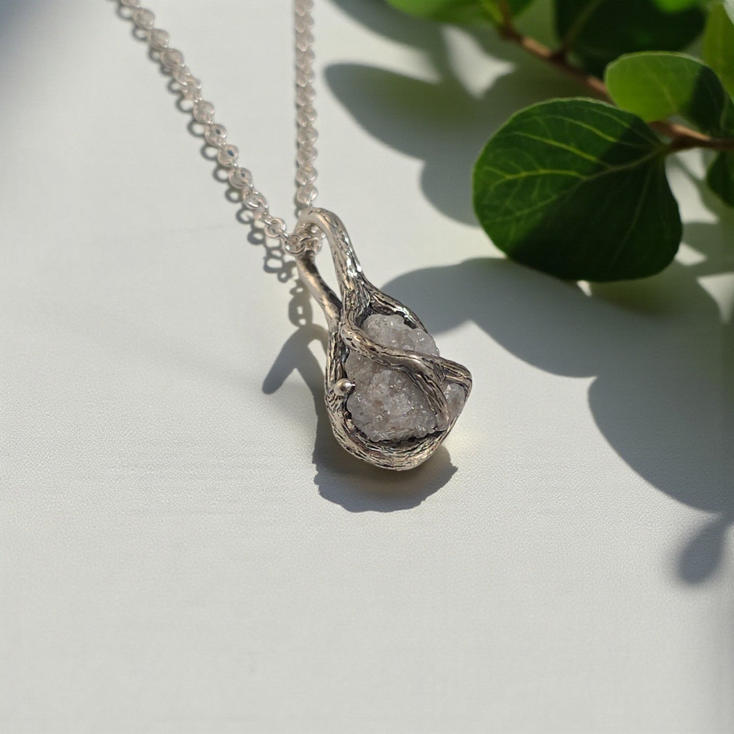 Rough Diamond Twig Pendant Necklace in Solid Gold - DV Jewelry Designs #