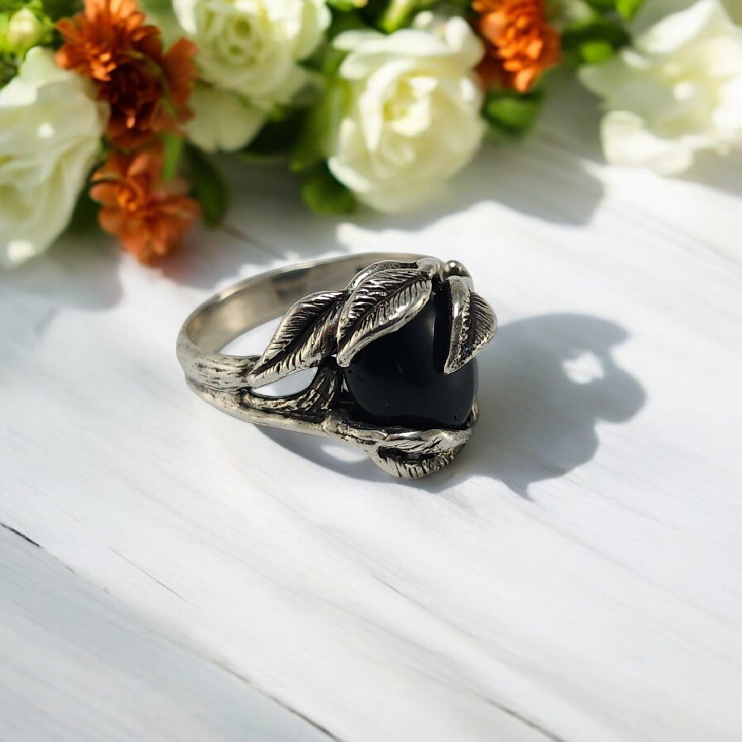Bloodstone Leaf & Twig Statement Ring in Sterling Silver - DV Jewelry Designs