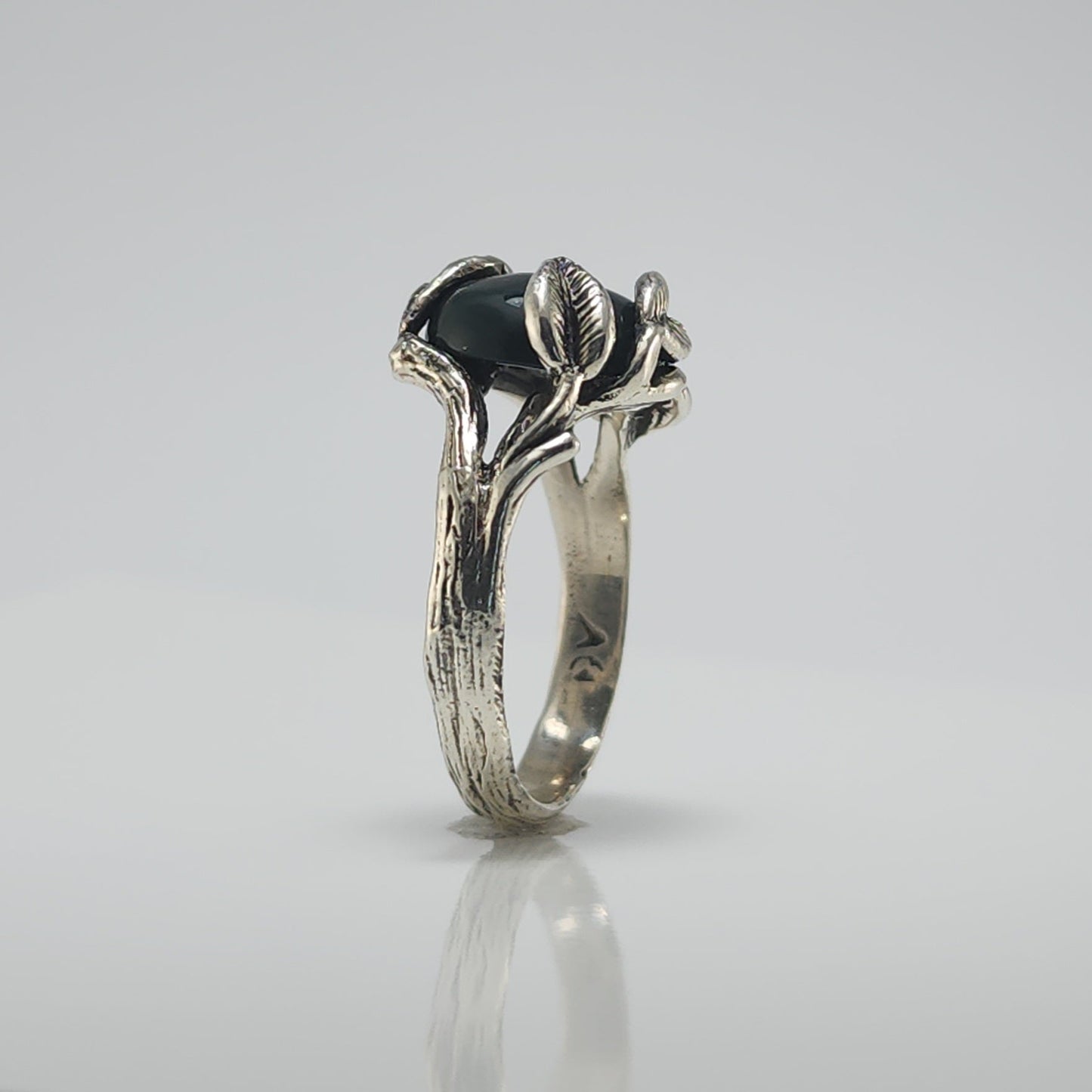 Bloodstone Leaf & Twig Statement Ring in Sterling Silver - DV Jewelry Designs