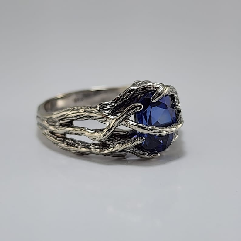 Blue Sapphire Branch Style Ring - DV Jewelry Designs