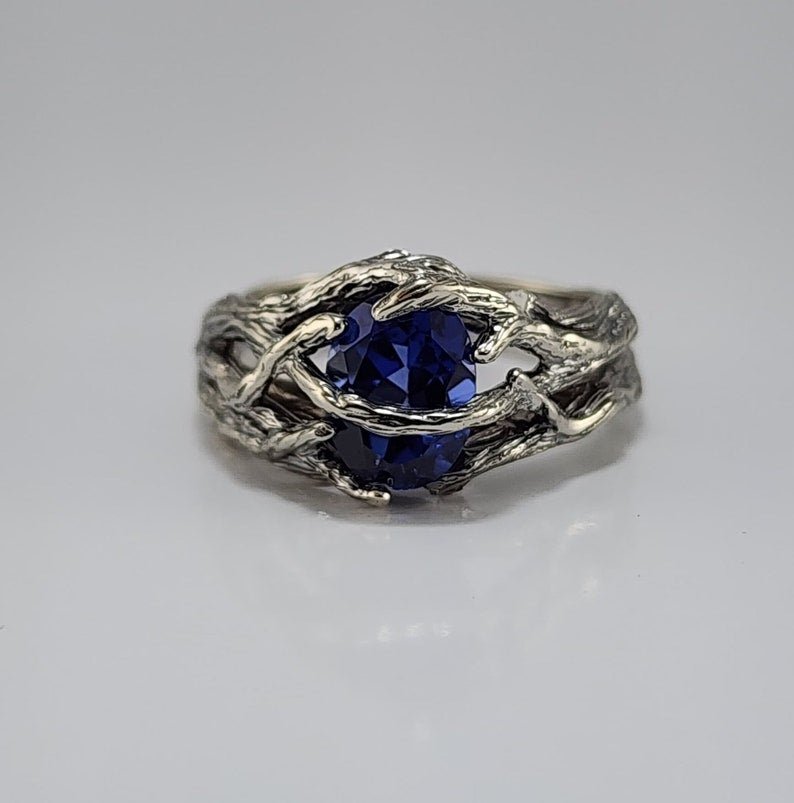 Blue Sapphire Branch Style Ring - DV Jewelry Designs