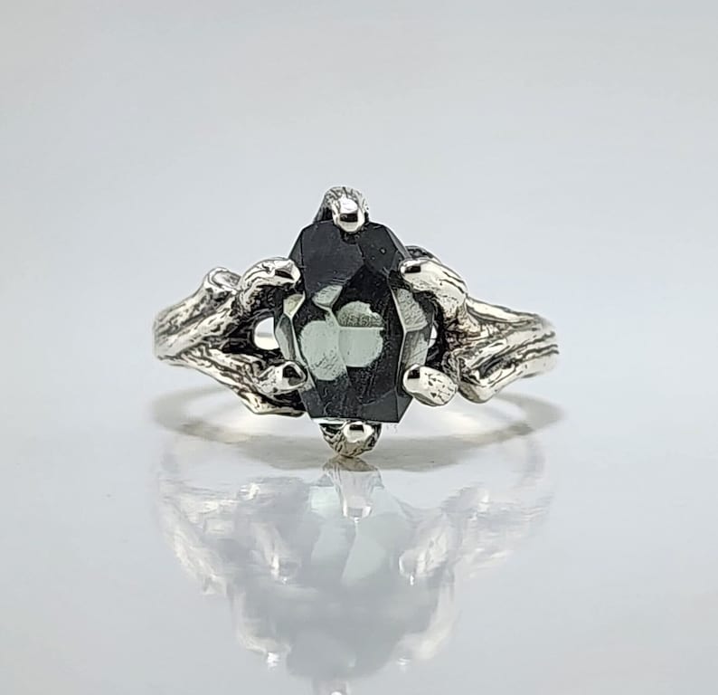 Green Amethyst Sterling Silver Engagement Ring Set - DV Jewelry Designs