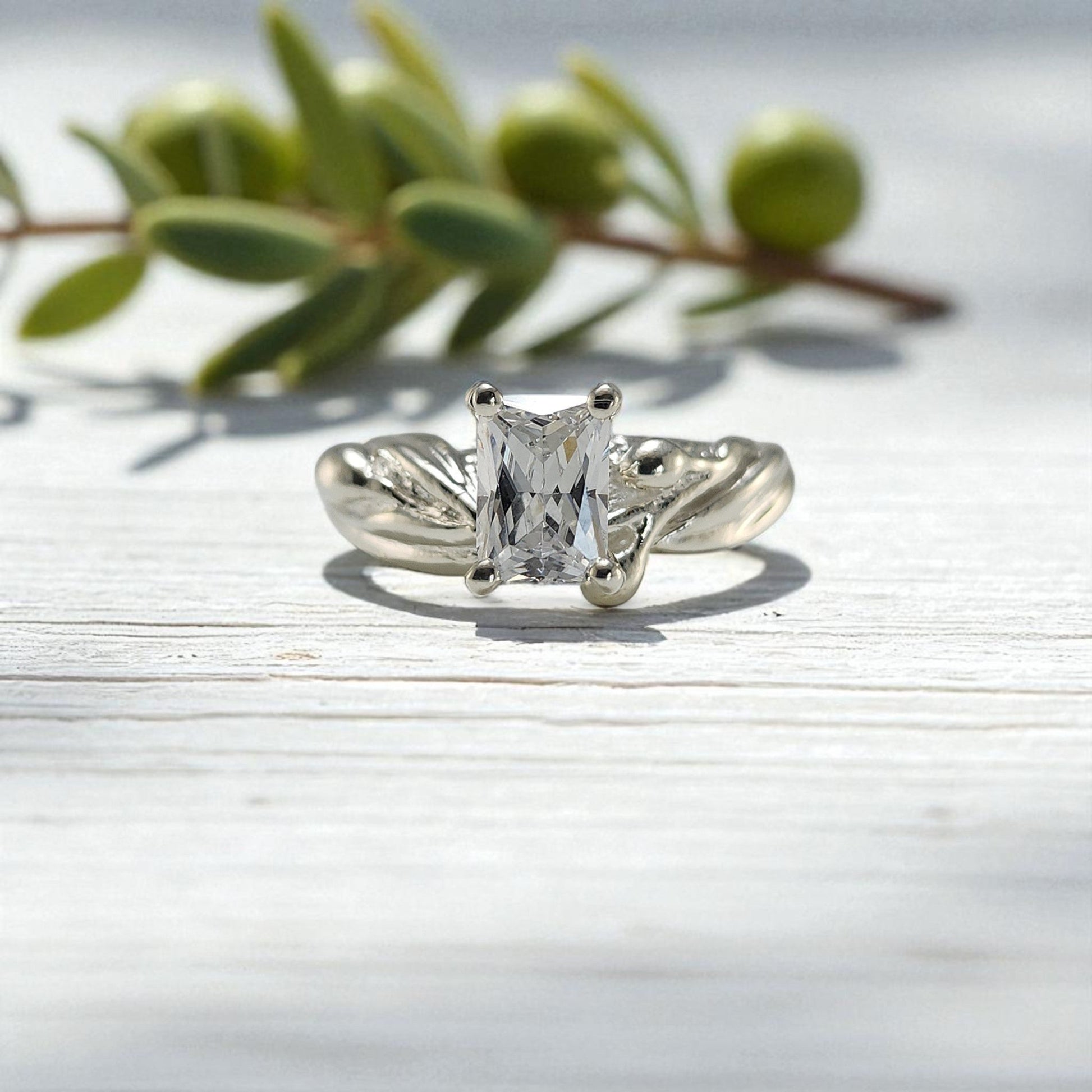 Olive Branch Moissanite Engagement Ring - DV Jewelry Designs