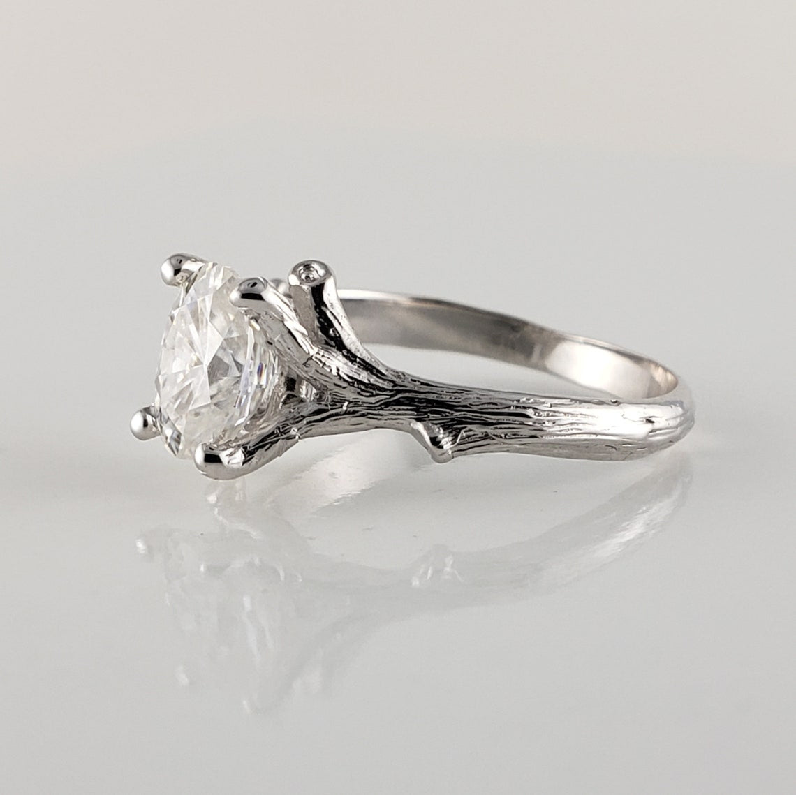 Oval Moissanite Twig Engagement Ring - DV Jewelry Designs