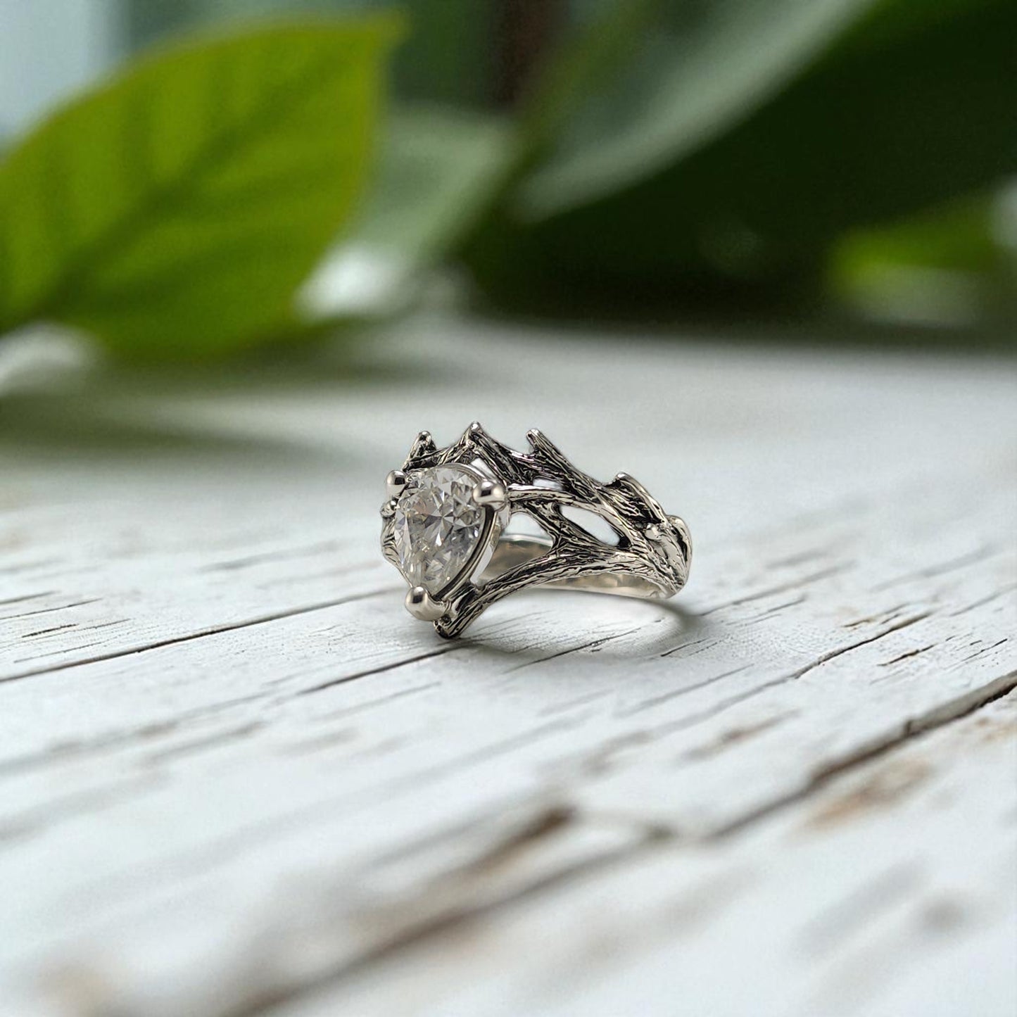 Pear-shaped Moissanite Engagement Ring - DV Jewelry Designs #