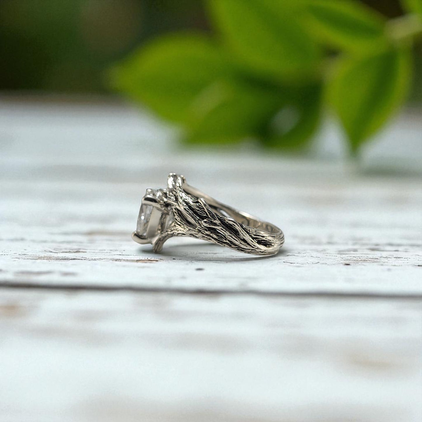 Pear-shaped Moissanite Solid Gold Ring - DV Jewelry Designs #