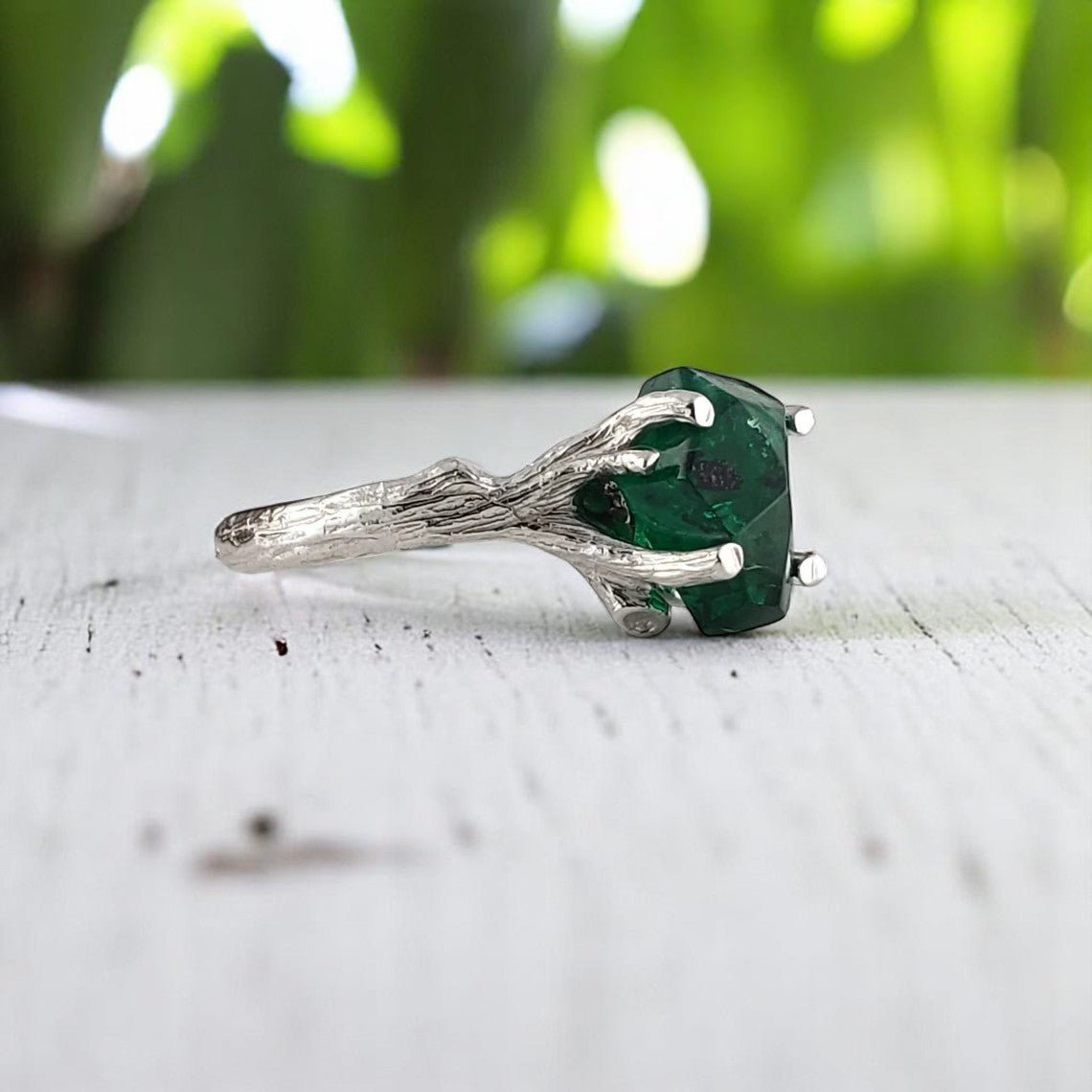 Raw Emerald Engagement Ring - DV Jewelry Designs