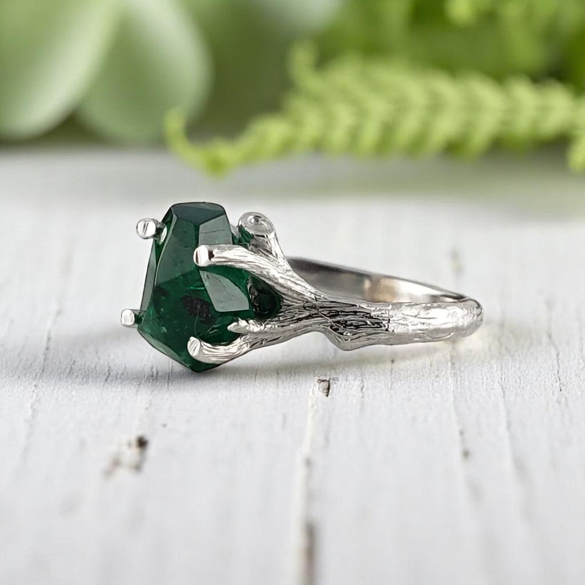 Raw Emerald Engagement Ring - DV Jewelry Designs