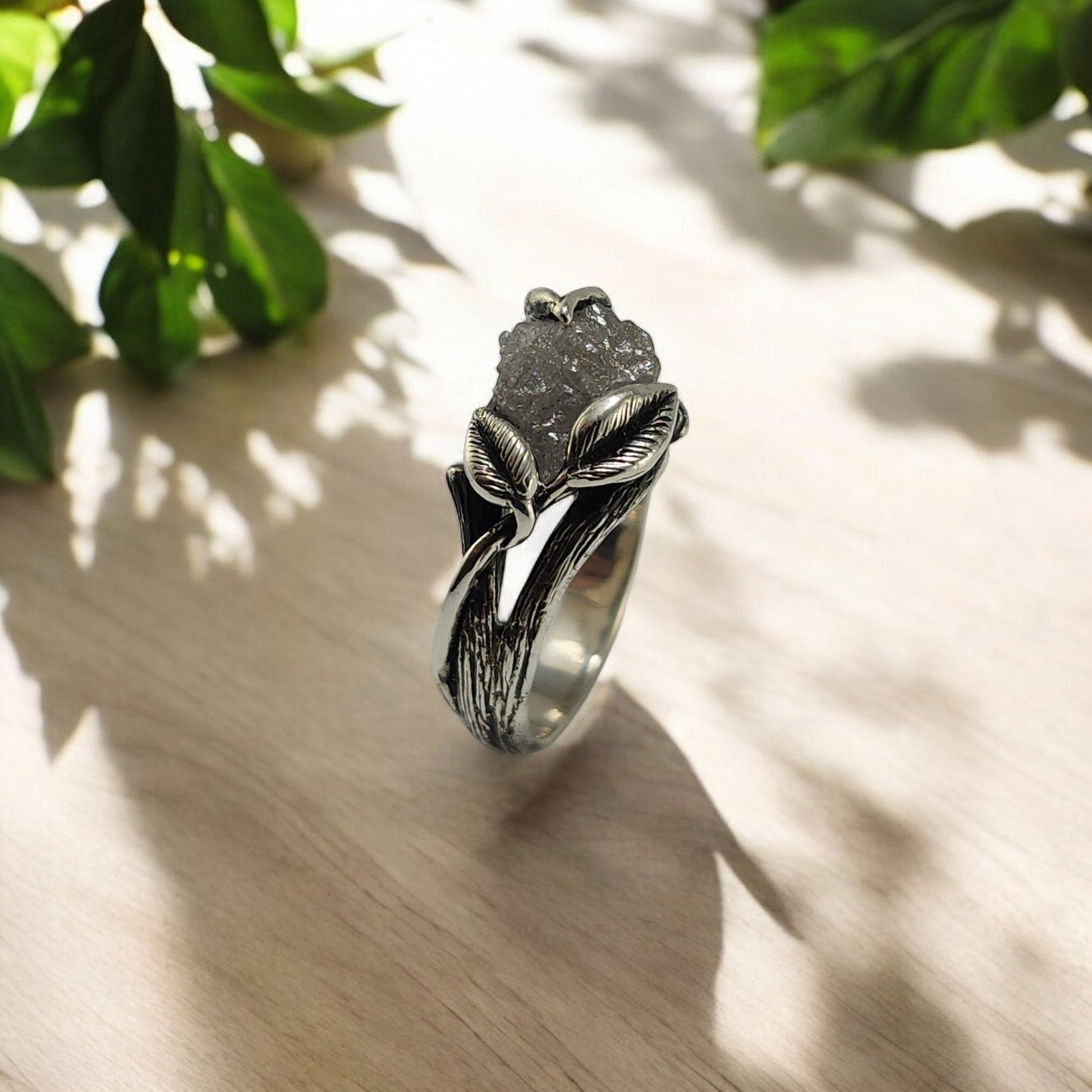 Rough Diamond Hand - sculpted Ring in Sterling Silver - DV Jewelry Designs