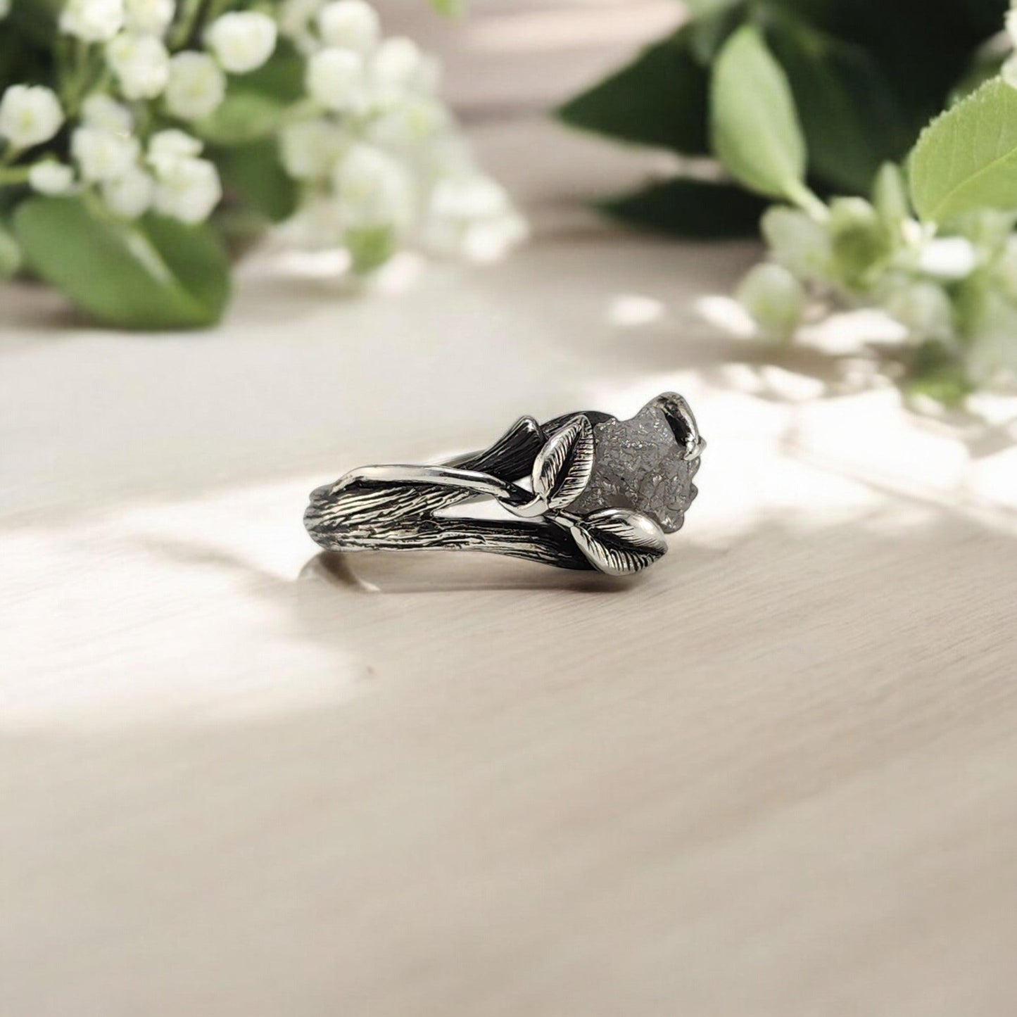 Rough Diamond Hand - sculpted Ring in Sterling Silver - DV Jewelry Designs