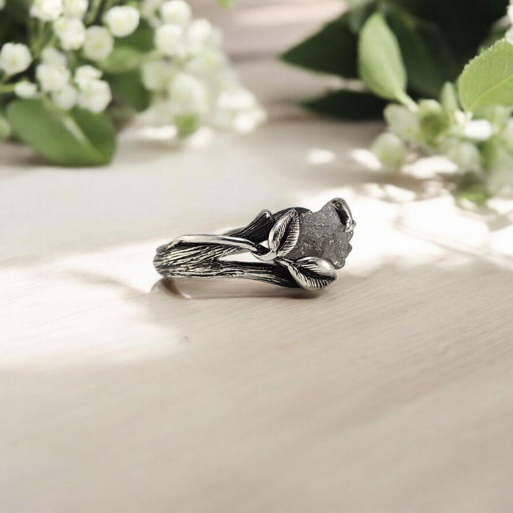 Rough Diamond Hand - sculpted Ring in Sterling Silver - DV Jewelry Designs