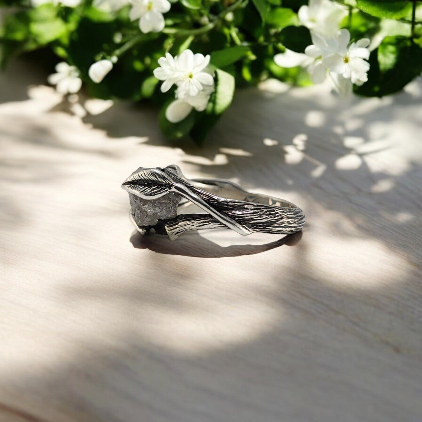 Rough Diamond Hand - sculpted Ring in Sterling Silver - DV Jewelry Designs