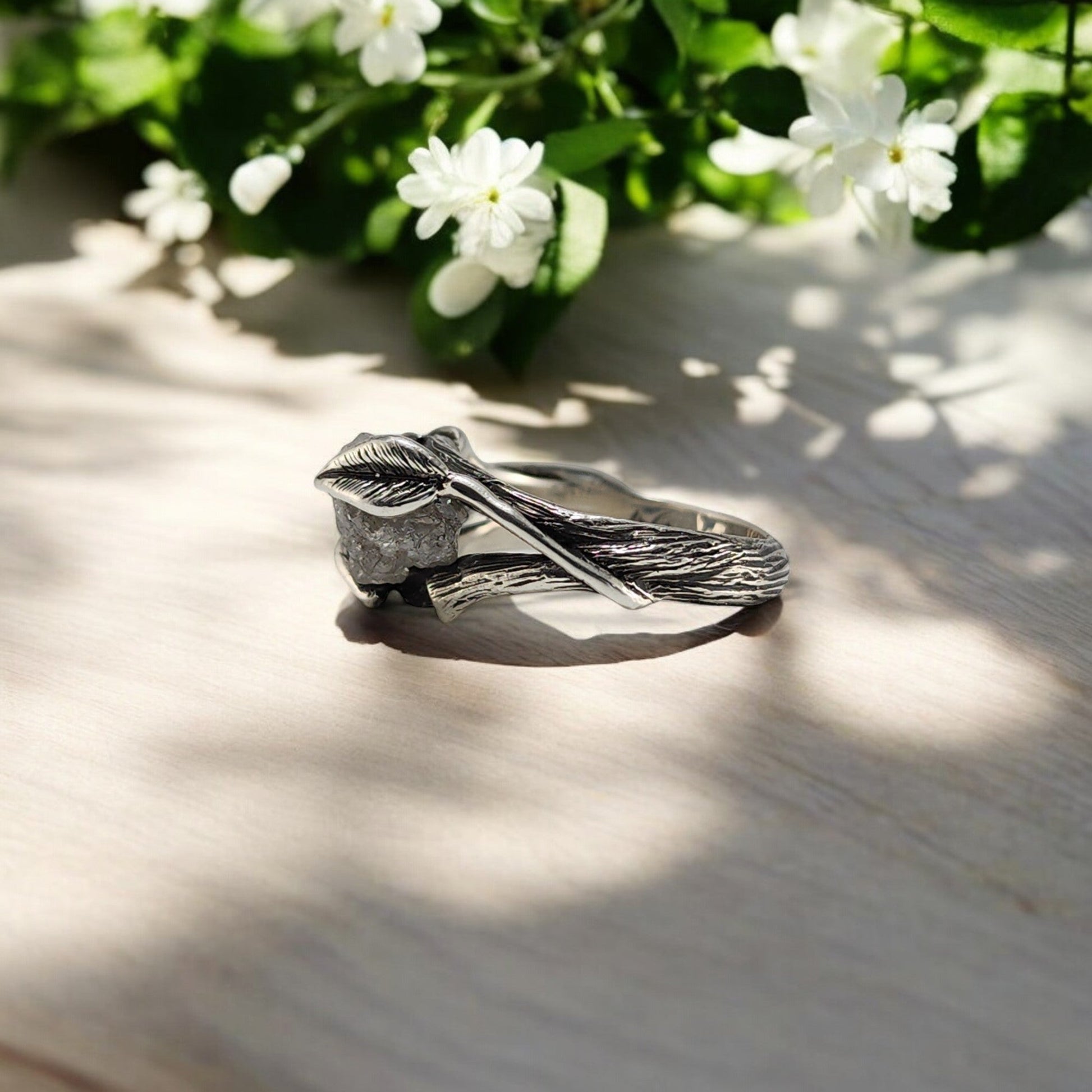 Rough Diamond Hand - sculpted Ring in Sterling Silver - DV Jewelry Designs