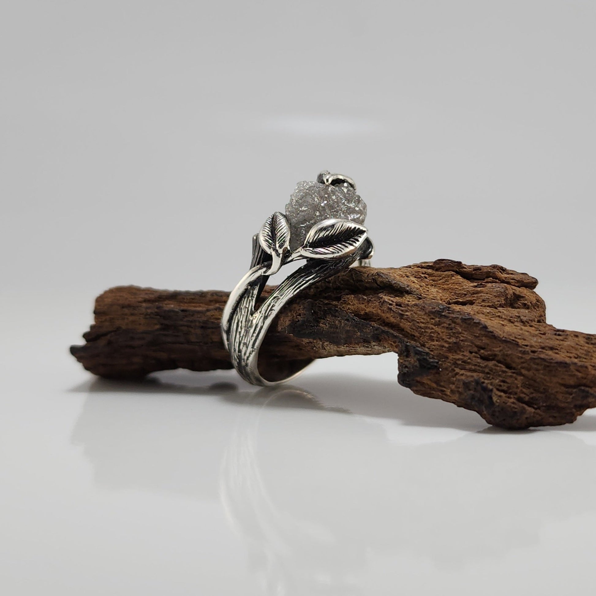 Rough Diamond Hand - sculpted Ring in Sterling Silver - DV Jewelry Designs
