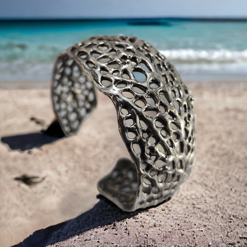 Sea Fan Coral Cuff Bracelet in Sterling Silver - DV Jewelry Designs