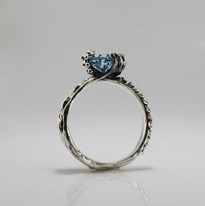 Sterling Silver Topaz Ring with a Starfish and Sea Fan Coral Design - DV Jewelry Designs