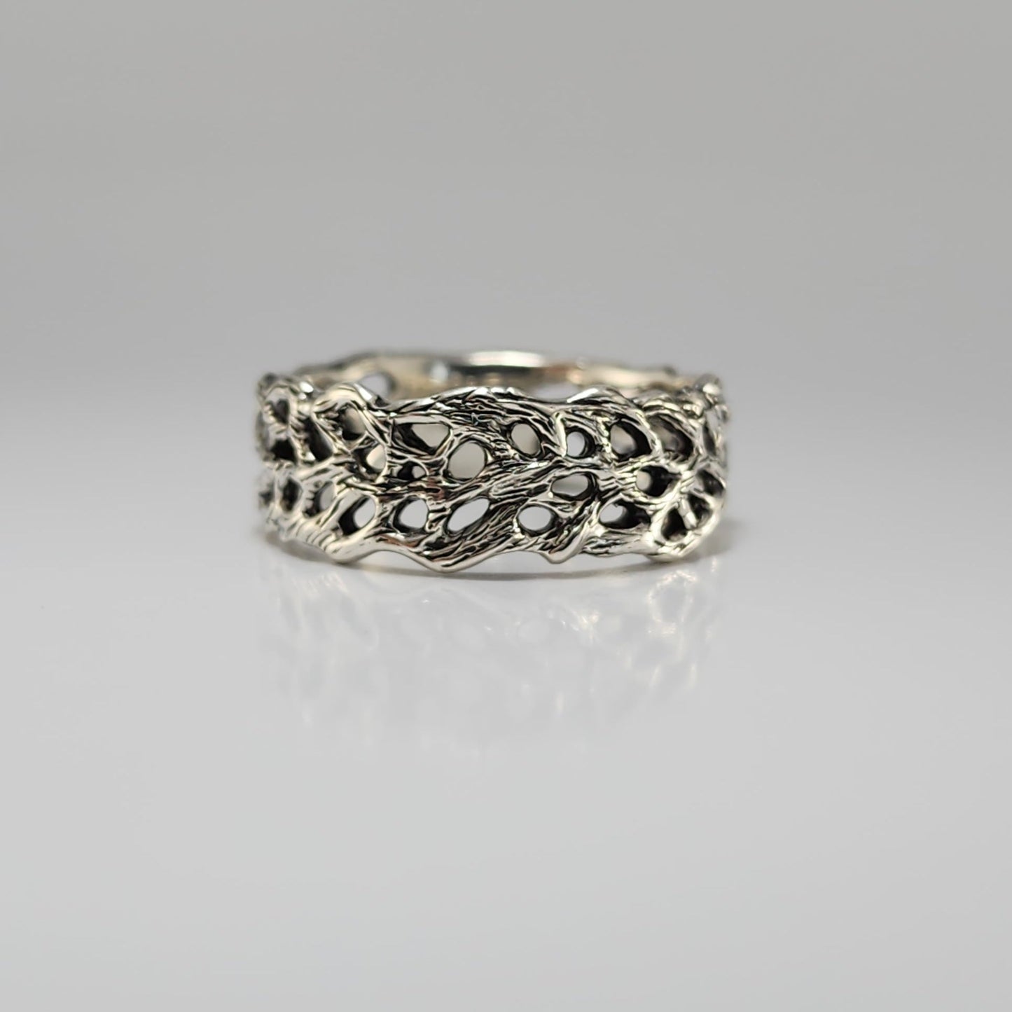 Unisex Ocean and Beach Style Wedding Band - Sea Fan Coral Ring Hand - sculpted by DV Jewelry Designs - DV Jewelry Designs