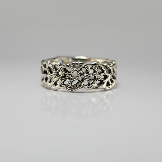 Unisex Ocean and Beach Style Wedding Band - Sea Fan Coral Ring Hand - sculpted by DV Jewelry Designs - DV Jewelry Designs