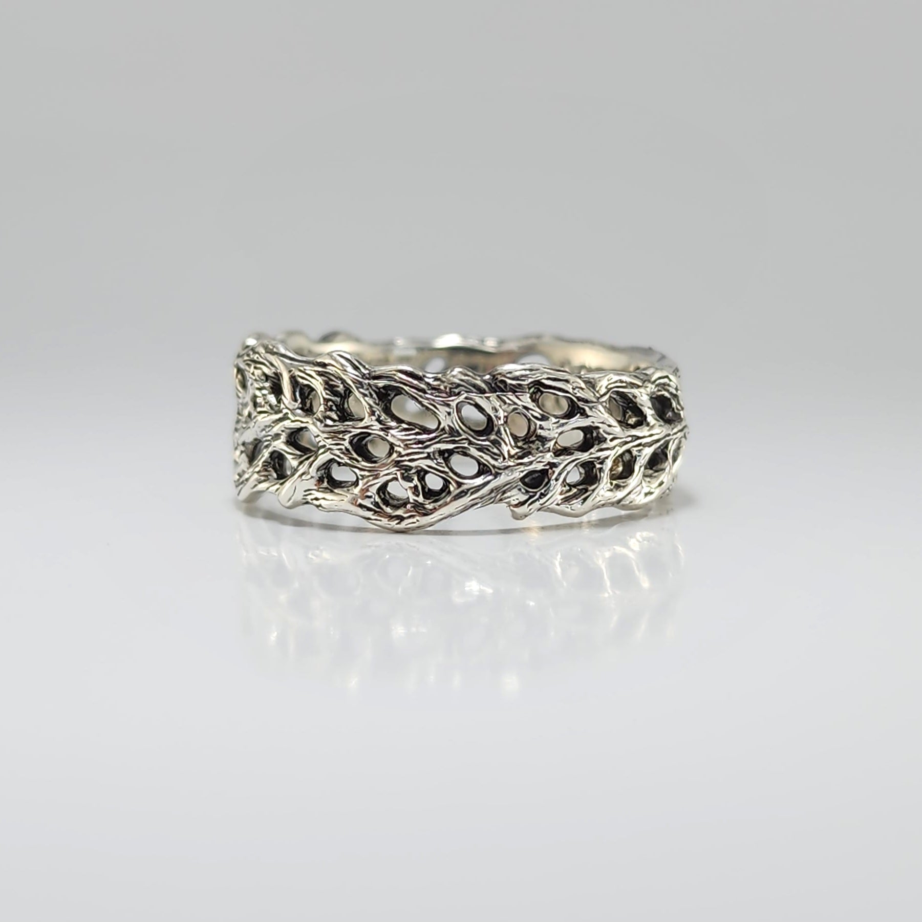 Unisex Ocean and Beach Style Wedding Band - Sea Fan Coral Ring Hand - sculpted by DV Jewelry Designs - DV Jewelry Designs