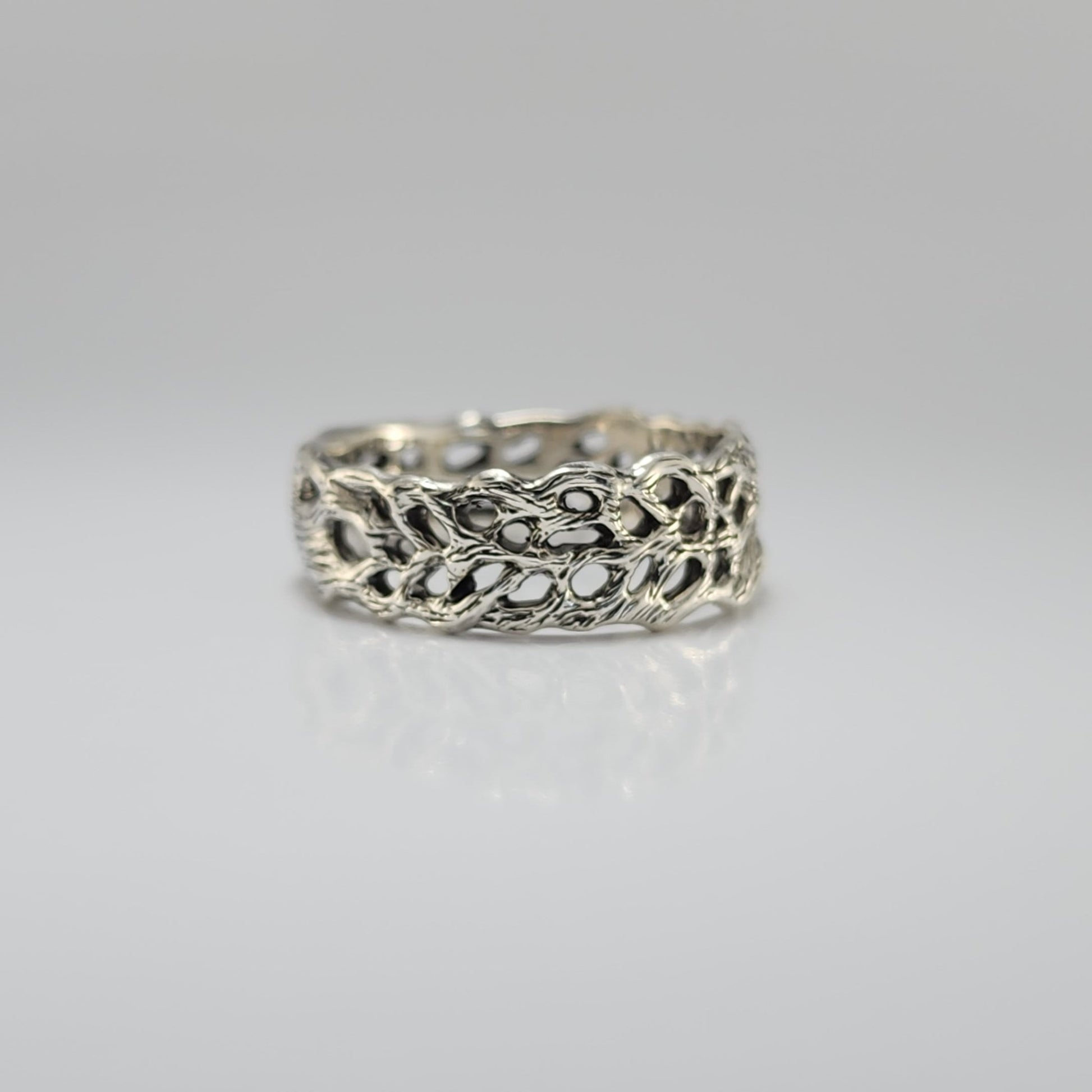 Unisex Ocean and Beach Style Wedding Band - Sea Fan Coral Ring Hand - sculpted by DV Jewelry Designs - DV Jewelry Designs